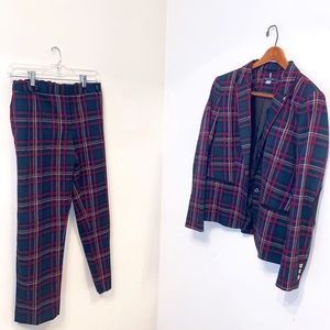 Vintage Tommy Hilfiger Plaid Christmas'y 2-piece blazer pants suit Women's 10-12